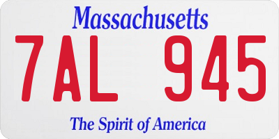 MA license plate 7AL945