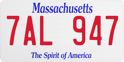 MA license plate 7AL947
