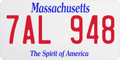 MA license plate 7AL948