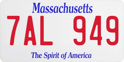 MA license plate 7AL949