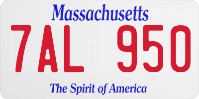 MA license plate 7AL950