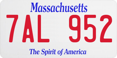 MA license plate 7AL952