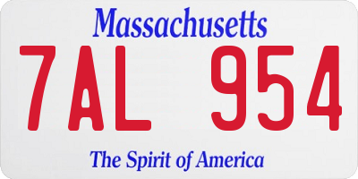 MA license plate 7AL954