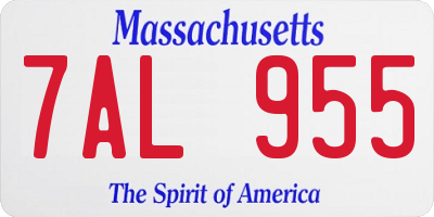 MA license plate 7AL955