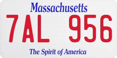 MA license plate 7AL956