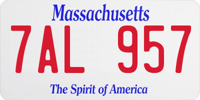 MA license plate 7AL957