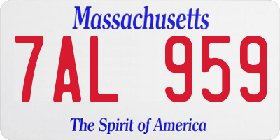 MA license plate 7AL959