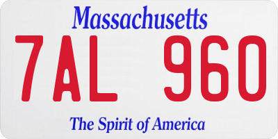 MA license plate 7AL960