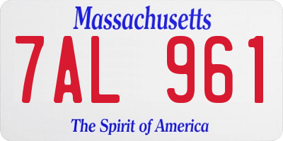 MA license plate 7AL961