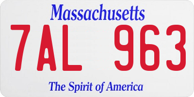 MA license plate 7AL963