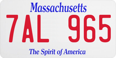 MA license plate 7AL965