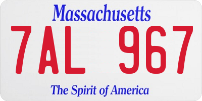 MA license plate 7AL967