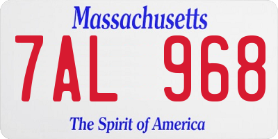 MA license plate 7AL968