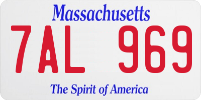 MA license plate 7AL969