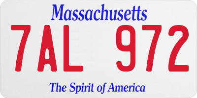 MA license plate 7AL972
