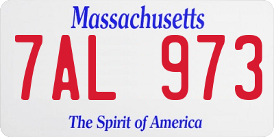 MA license plate 7AL973