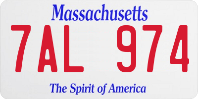 MA license plate 7AL974