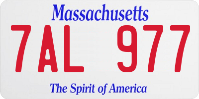 MA license plate 7AL977