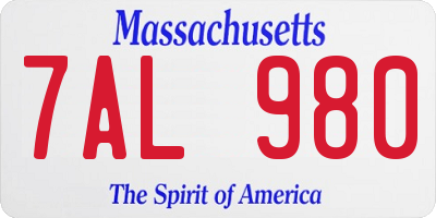MA license plate 7AL980