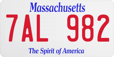 MA license plate 7AL982