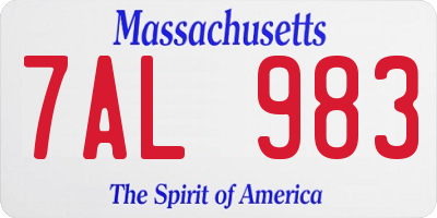 MA license plate 7AL983