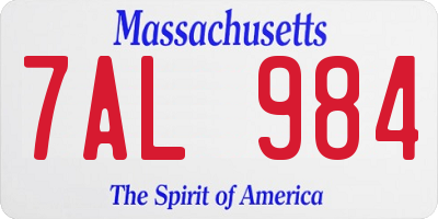 MA license plate 7AL984