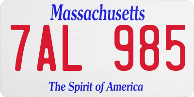 MA license plate 7AL985