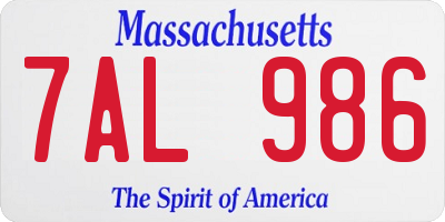 MA license plate 7AL986