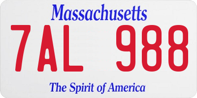 MA license plate 7AL988