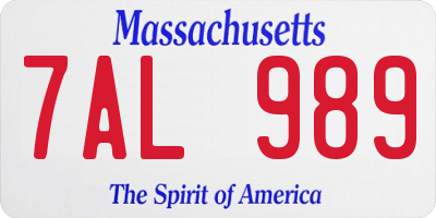 MA license plate 7AL989