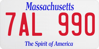 MA license plate 7AL990