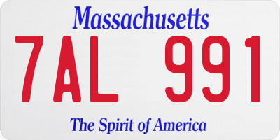 MA license plate 7AL991
