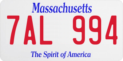 MA license plate 7AL994