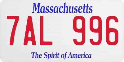 MA license plate 7AL996