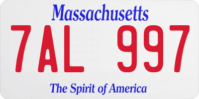 MA license plate 7AL997