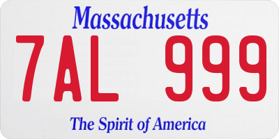 MA license plate 7AL999