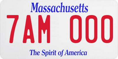 MA license plate 7AM000