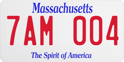 MA license plate 7AM004