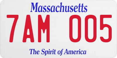 MA license plate 7AM005