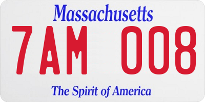 MA license plate 7AM008