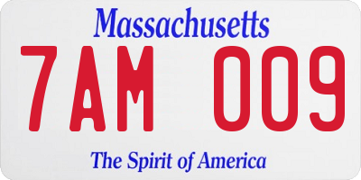 MA license plate 7AM009