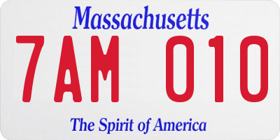 MA license plate 7AM010