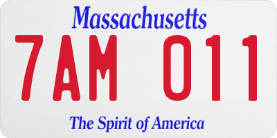 MA license plate 7AM011