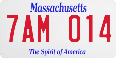 MA license plate 7AM014