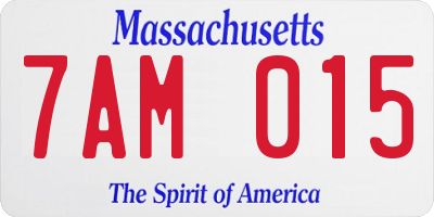 MA license plate 7AM015