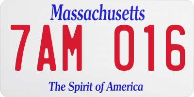 MA license plate 7AM016