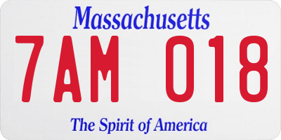 MA license plate 7AM018