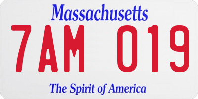 MA license plate 7AM019