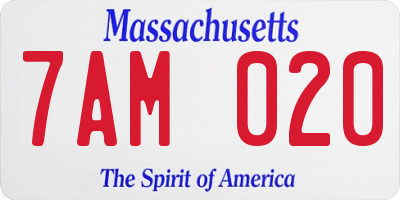 MA license plate 7AM020
