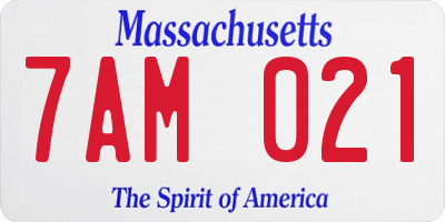 MA license plate 7AM021